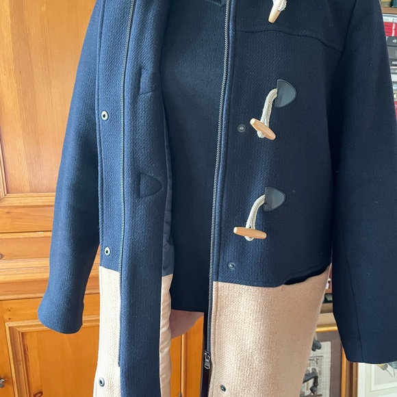 Saint James Navy and Camel Color-block Wool Coat Size EU 42 /CAD 12 NWT - Picture 6 of 16